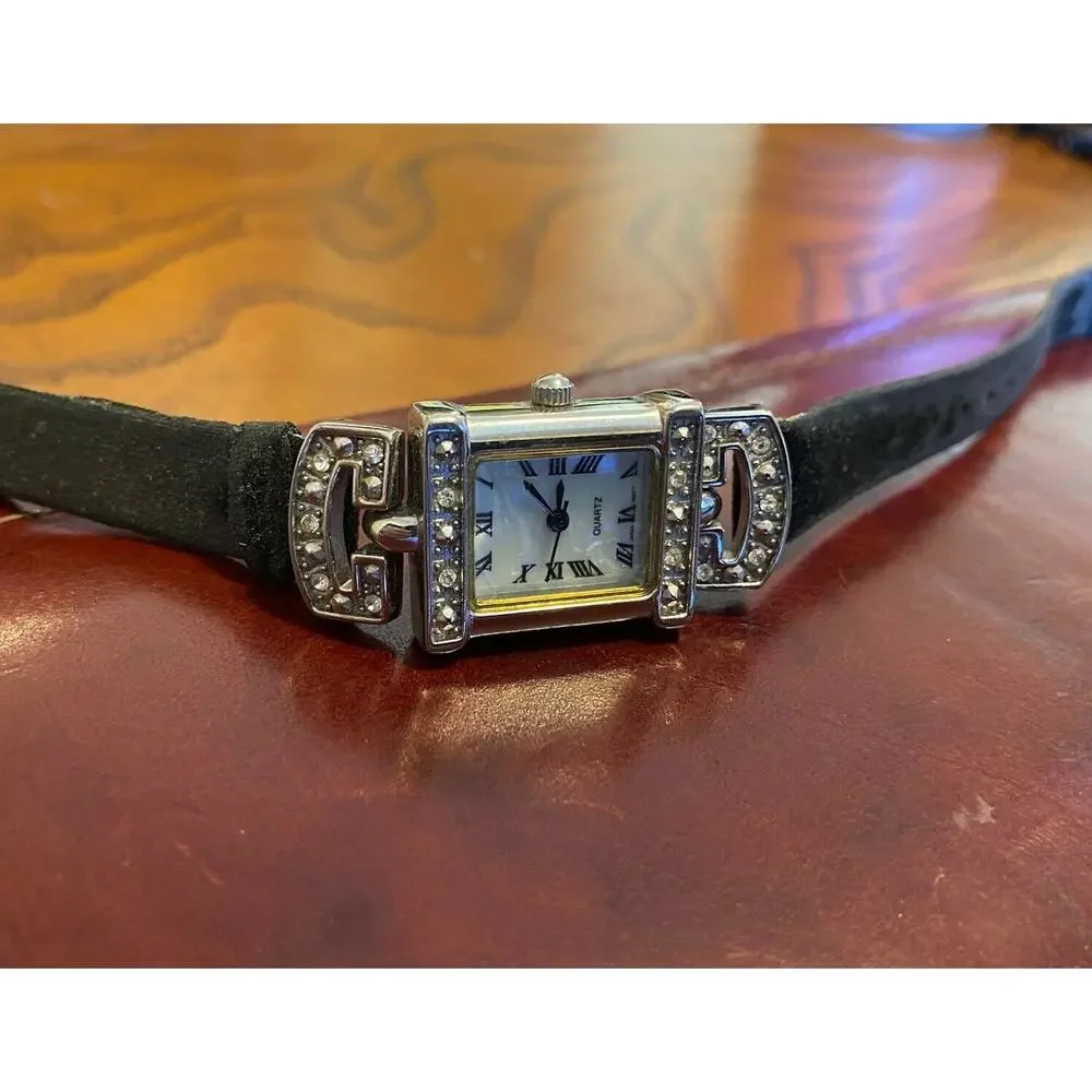 Women's Silver Tone Avon Watch, MOP Face, Crystal Accents